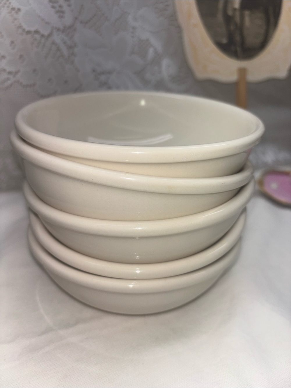 Stacked Neutral Ceramic Bowls - Set of 5